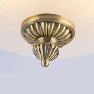 ZOWALA - Oriental Brass White Glass Bowl Flush Mount Light Image - 15