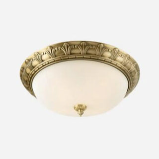 ZOWALA - Oriental Brass White Glass Bowl Flush Mount Light Image - 19