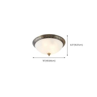 ZOWALA - Oriental Brass White Glass Bowl Flush Mount Light Image - 28