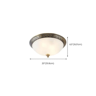 ZOWALA - Oriental Brass White Glass Bowl Flush Mount Light Image - 29