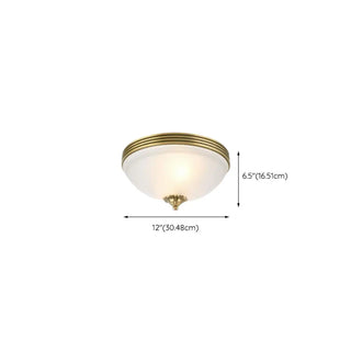 ZOWALA - Oriental Brass White Glass Bowl Flush Mount Light Image - 33