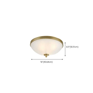 ZOWALA - Oriental Brass White Glass Bowl Flush Mount Light Image - 34
