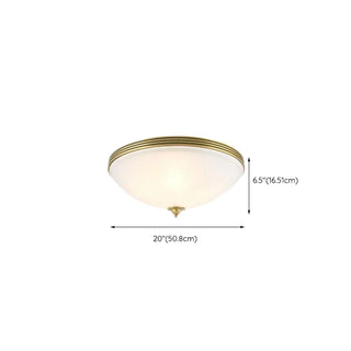 ZOWALA - Oriental Brass White Glass Bowl Flush Mount Light Image - 35