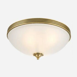 ZOWALA - Oriental Brass White Glass Bowl Flush Mount Light Image - 6