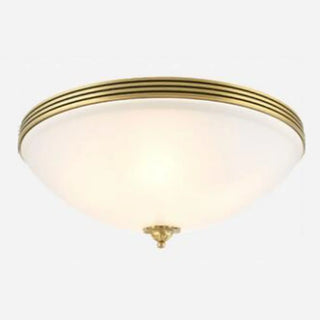 ZOWALA - Oriental Brass White Glass Bowl Flush Mount Light Image - 7