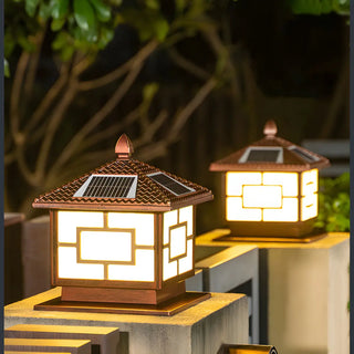 Classic Chinese Style Solar Outdoor LED Pillar Cap Lamp Zawala Image - 2