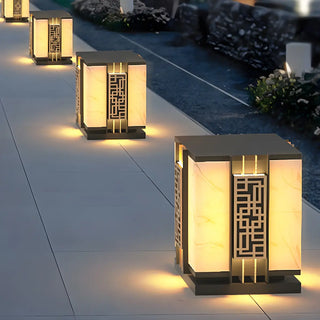 Elegant Chinese Pattern Square Metal Outdoor Lamp Zawala Image - 2
