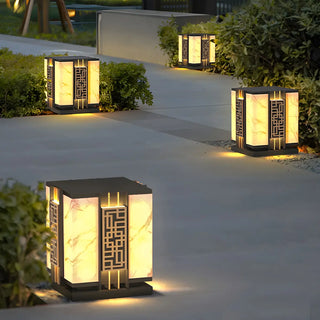 Elegant Chinese Pattern Square Metal Outdoor Lamp Zawala Image - 3
