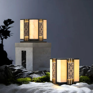 Elegant Chinese Pattern Square Metal Outdoor Lamp Zawala Image - 9