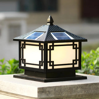 Oriental Solar Metal Black Square Post Outdoor Lamp Zawala Image - 1