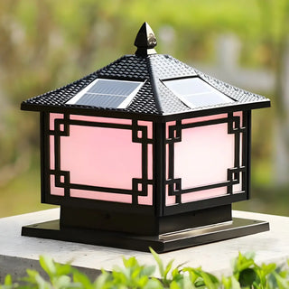 Oriental Solar Metal Black Square Post Outdoor Lamp Zawala Image - 12