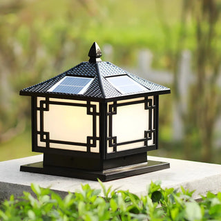 Oriental Solar Metal Black Square Post Outdoor Lamp Zawala Image - 2
