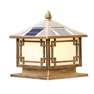 Oriental Solar Metal Black Square Post Outdoor Lamp Zawala Image - 3