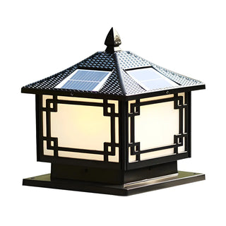 Oriental Solar Metal Black Square Post Outdoor Lamp Zawala Image - 4