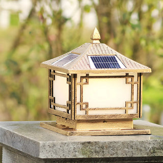 Oriental Solar Metal Black Square Post Outdoor Lamp Zawala Image - 5