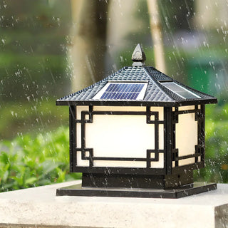 Oriental Solar Metal Black Square Post Outdoor Lamp Zawala Image - 6