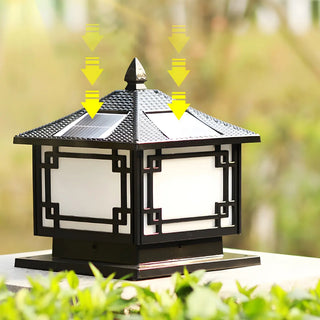 Oriental Solar Metal Black Square Post Outdoor Lamp Zawala Image - 7