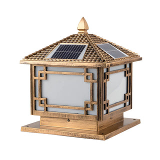 Oriental Solar Metal Black Square Post Outdoor Lamp Zawala Image - 8