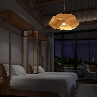 Oriental Geometric Bamboo Dining Room Pendant Light Zawala Image - 1
