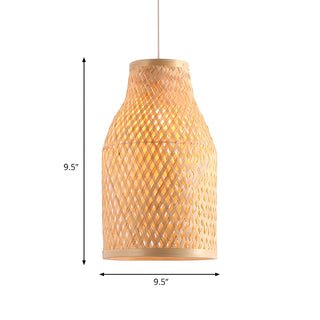 ZOWALA - Natural Rattan Woven Beige Vase Restaurant Pendant Light Image - 10