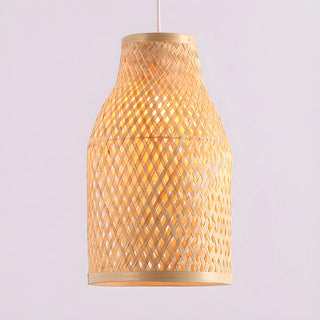 ZOWALA - Natural Rattan Woven Beige Vase Restaurant Pendant Light Image - 2