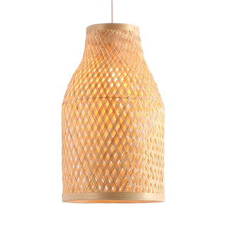 ZOWALA - Natural Rattan Woven Beige Vase Restaurant Pendant Light Image - 4