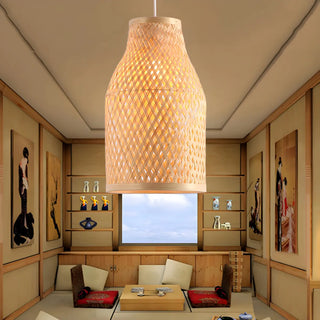 ZOWALA - Natural Rattan Woven Beige Vase Restaurant Pendant Light Image - 7