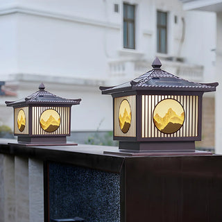 Oriental Lantern Post Bronze Landscape Outdoor Lamp Zawala Image - 12