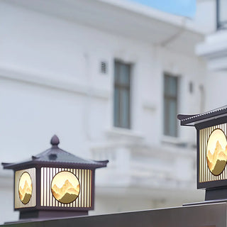 Oriental Lantern Post Bronze Landscape Outdoor Lamp Zawala Image - 16