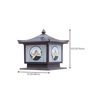 Oriental Lantern Post Bronze Landscape Outdoor Lamp Zawala Image - 19