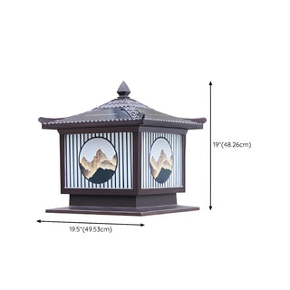 Oriental Lantern Post Bronze Landscape Outdoor Lamp Zawala Image - 21