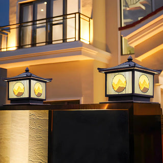 Oriental Lantern Post Bronze Landscape Outdoor Lamp Zawala Image - 5