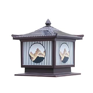 Oriental Lantern Post Bronze Landscape Outdoor Lamp Zawala Image - 6