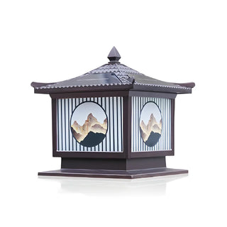 Oriental Lantern Post Bronze Landscape Outdoor Lamp Zawala Image - 7