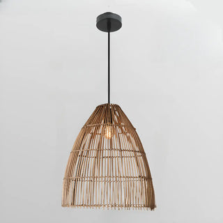 ZOWALA - Asian Cone Rattan Wood Color Pendant Light Image - 11