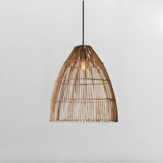 ZOWALA - Asian Cone Rattan Wood Color Pendant Light Image - 13