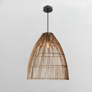 ZOWALA - Asian Cone Rattan Wood Color Pendant Light Image - 15