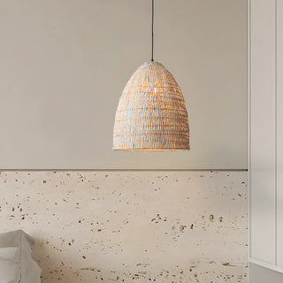ZOWALA - Asian Cone Rattan Wood Color Pendant Light Image - 19