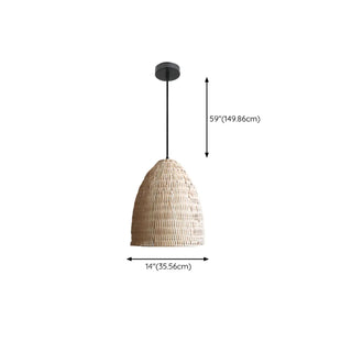 ZOWALA - Asian Cone Rattan Wood Color Pendant Light #size