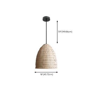 ZOWALA - Asian Cone Rattan Wood Color Pendant Light Image - 21