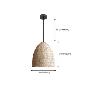 ZOWALA - Asian Cone Rattan Wood Color Pendant Light Image - 22
