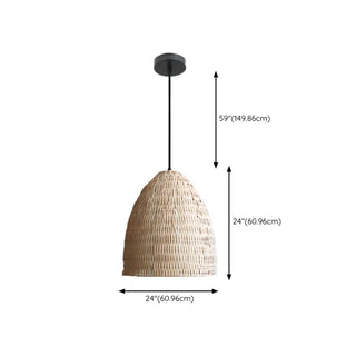 ZOWALA - Asian Cone Rattan Wood Color Pendant Light Image - 23