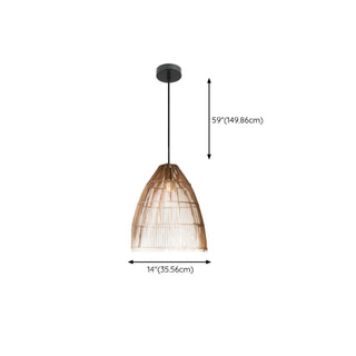 ZOWALA - Asian Cone Rattan Wood Color Pendant Light Image - 24