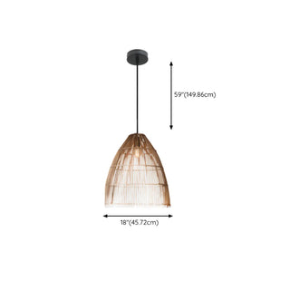 ZOWALA - Asian Cone Rattan Wood Color Pendant Light Image - 25