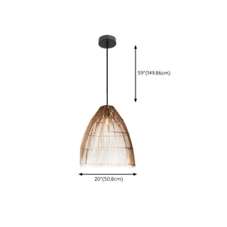 ZOWALA - Asian Cone Rattan Wood Color Pendant Light Image - 26