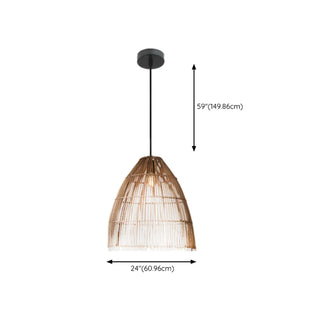 ZOWALA - Asian Cone Rattan Wood Color Pendant Light Image - 27