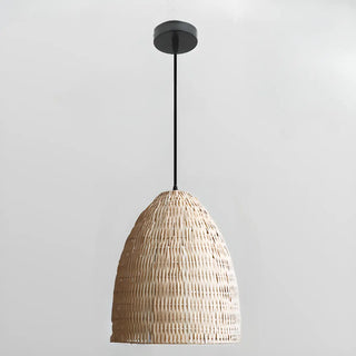 ZOWALA - Asian Cone Rattan Wood Color Pendant Light Image - 4