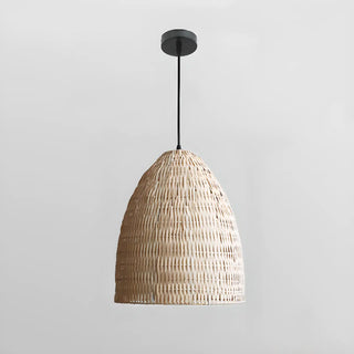 ZOWALA - Asian Cone Rattan Wood Color Pendant Light Image - 5