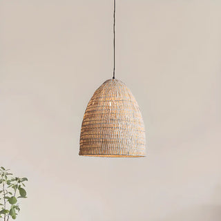ZOWALA - Asian Cone Rattan Wood Color Pendant Light Image - 7