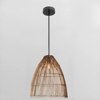 ZOWALA - Asian Cone Rattan Wood Color Pendant Light Image - 9